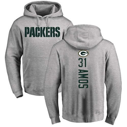 Men Green Bay Packers Ash #31 Amos Adrian Backer Nike NFL Pullover Hoodie Sweatshirts